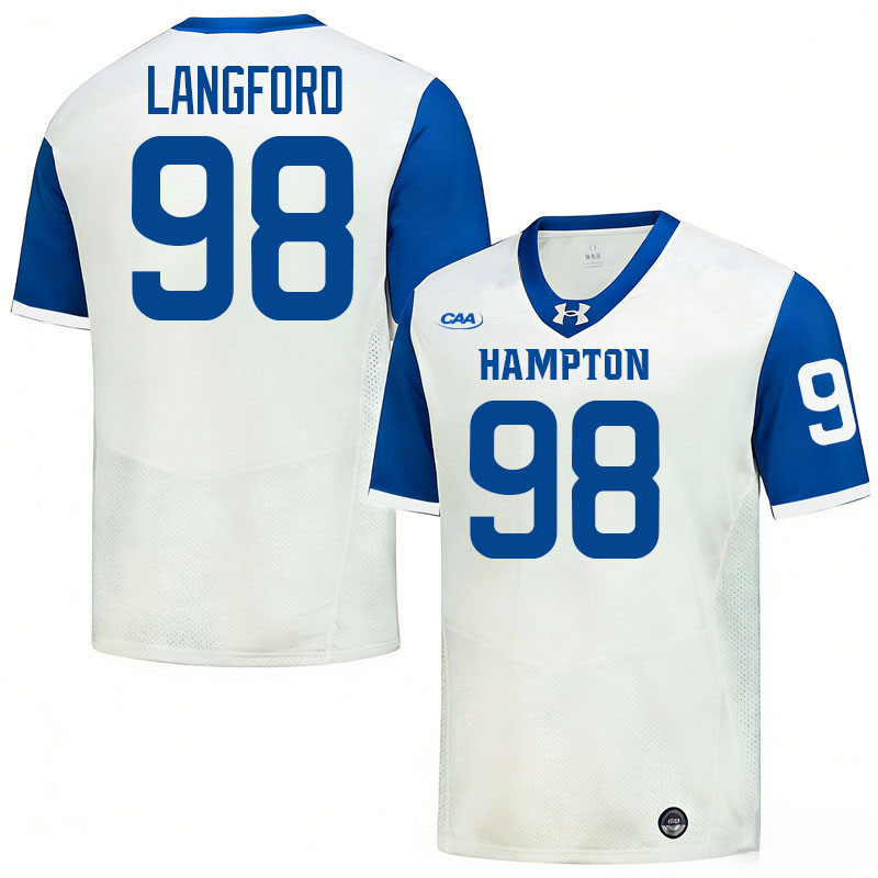 Hampton Pirates #98 Kendall Langford College Football Jerseys,Uniforms-White